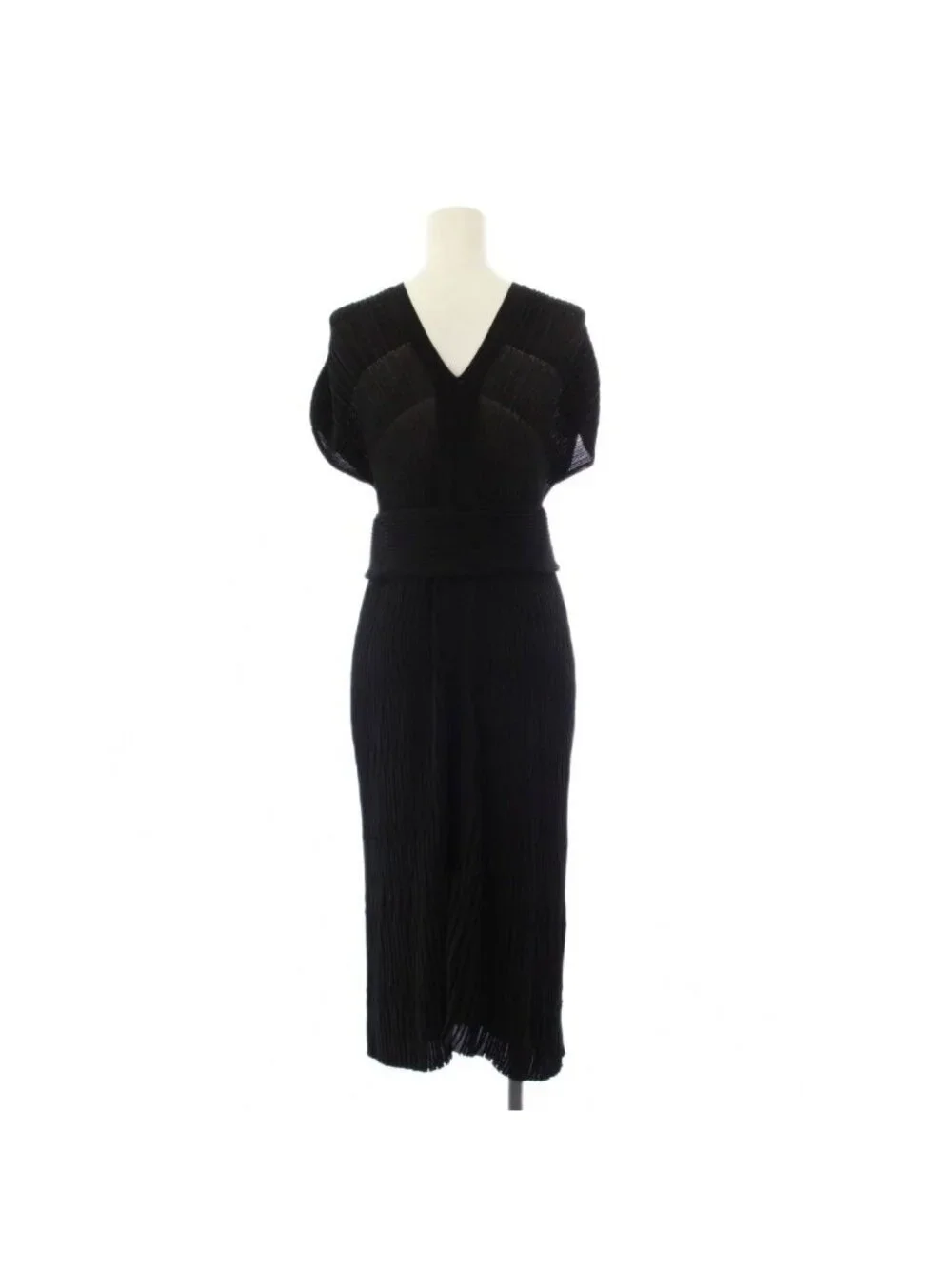 Chanel Dress Front Zip Sleeveless Long 42 Black